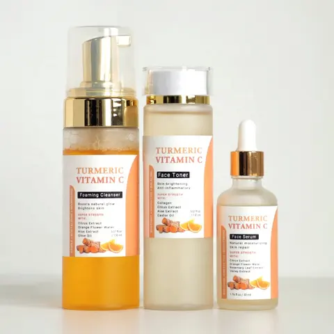 Wholesale Turmeric Skin Care Kit For Acne Treatment Moisturizing Whitening Anti Aging Vitamin C Turmeric Skin Car